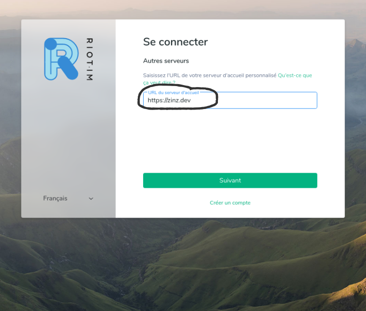 Changement du serveur d'accueil lors de la connexion