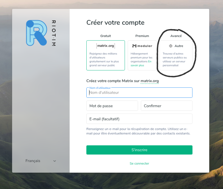 Capture de l'écran de création de compte de Riot
