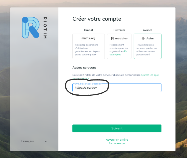 Sélection du serveur d'accueil lors de la création de compte Riot
